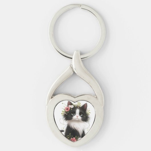 Katzenzeichnung Schlüsselanhänger (Vorderseite)
