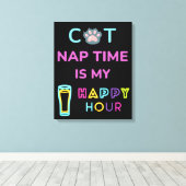 Katzenzeit ist meine Happy Hour Leinwanddruck (Insitu (Holzboden))