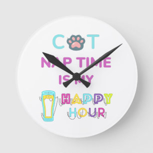 Katzenzeit ist meine Happy Hour Runde Wanduhr