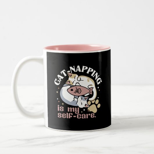 Katzenzuklopfen ist mein Niedliches Katzenangebot Zweifarbige Tasse (Links)