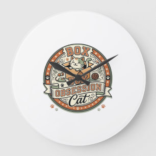 Katzenzwang Katzenzwang Katze Vintage Vektor Große Wanduhr