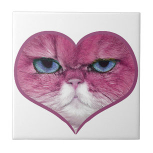 KATZHERZ IN PINK, SCHÖNE KATZE IM HERZEN FLIESE
