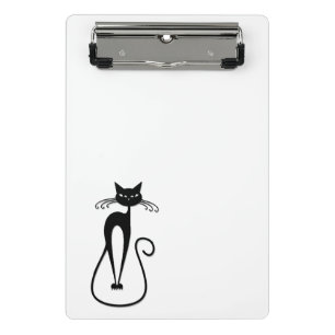 Katzige schlanke schwarze Katze Mini Klemmbrett