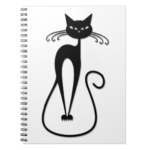 Katzige schlanke schwarze Katze Notizblock