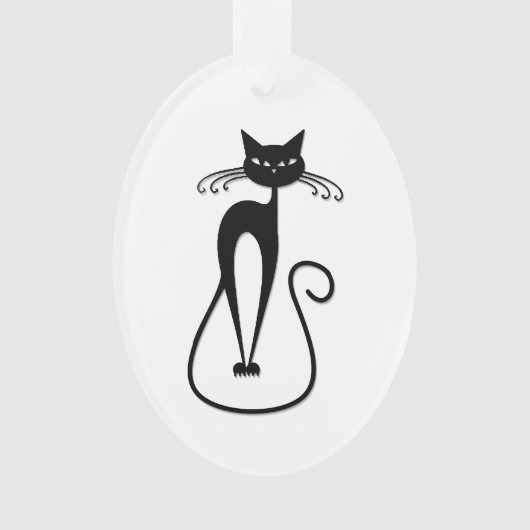Katzige schlanke schwarze Katze Ornament (Vorderseite)