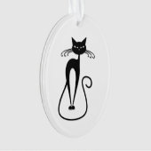 Katzige schlanke schwarze Katze Ornament (Vorderseite)