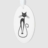 Katzige schlanke schwarze Katze Ornament (Vorderseite)