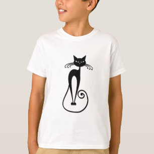 Katzige schlanke schwarze Katze T-Shirt