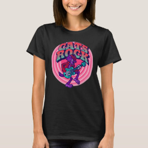 KATZKATZE MIT GUITAR-FUNNEN T - SHIRT
