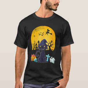 Katzkostüm Halloween Hexe Horror Geschnitzter Kürb T-Shirt