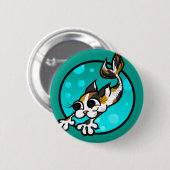 KATZMERMAID-RUNDE-BUTTON niedlich CARTOON KURZE SC Button (Vorne & Hinten)
