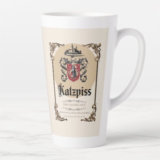 Katzpiss - German Parody Wine Label Latte Cup Milchtasse (Rechts)