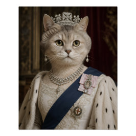 Katzporträt von Königin Elisabeth II. | Königliche Poster
