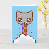 KATZPUKRAINBOW - Funny Cat Card Karte (Gelbe Blume)