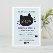 Kätzst du mich gleich mit Blue Boy Baby Dusche? Einladung (Stehend Vorderseite)