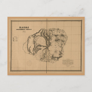 Kauai, 1878, Vintage Hawaii-Karte Postkarte