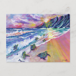 Kauai Baby Sea Turtles bei Beach Hawaii Card Postkarte