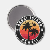 Kauai Beach Hawaii Retro Palm Trees 60er Souvenirs Magnet (Vorderseite/Rückseite)