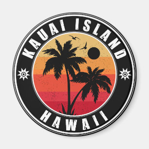 Kauai Beach Hawaii Retro Palm Trees 60er Souvenirs Magnet