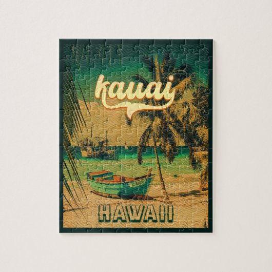 Kauai Beach Hawaii Retro Palm Trees 60er Souvenirs Puzzle (Vertikal)
