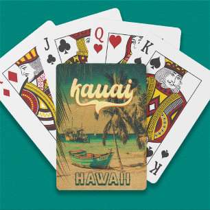Kauai Beach Hawaii Retro Palm Trees 60er Souvenirs Spielkarten