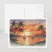Kauai Beach Sunset watercolor Postkarte (Vorne/Hinten)