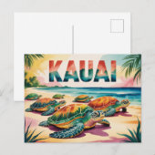 Kauai Beach Turtles Illustration Postkarte (Vorne/Hinten)