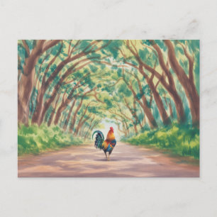 Kauai Hahn geht auf einen Tunnel aus Bäumen zu Postkarte