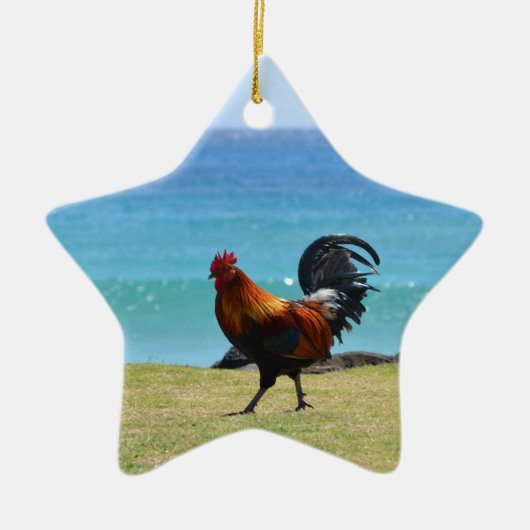 Kauai-Hahn Keramikornament (Vorne)