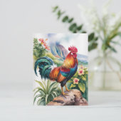 Kauai Hahn Wasserfarbe Postkarte (Stehend Vorderseite)