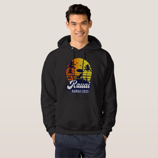 Kauai Hawaii 2023 Hawaiian Sunset Beach Retro Hoodie (Vorne ganz)