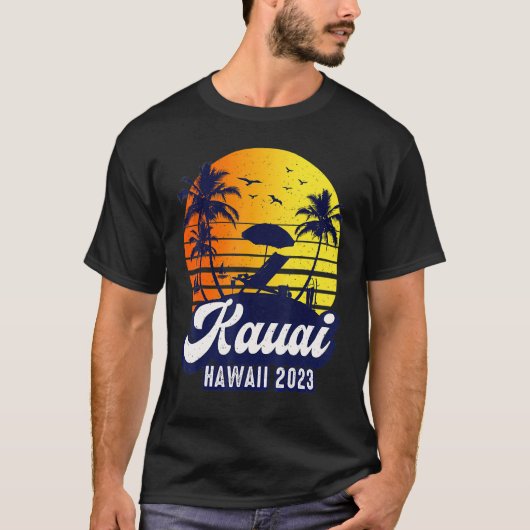 Kauai Hawaii 2023 Hawaiian Sunset Beach Retro T-Shirt (Vorderseite)