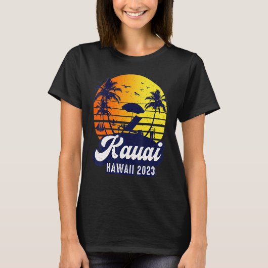 Kauai Hawaii 2023 Hawaiian Sunset Beach Retro T-Shirt (Vorderseite)