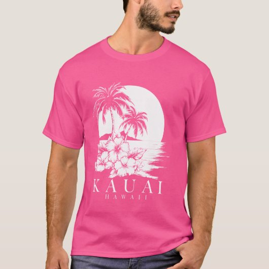 Kauai Hawaii Aloha Hawaiian Hibiskus Surfer Souven T-Shirt (Vorderseite)