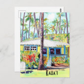 Kauai Hawaii Aloha Yellow Plantation Hütte Postkarte (Vorne/Hinten)