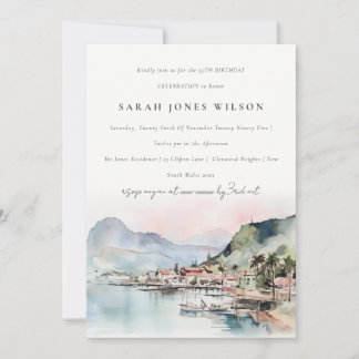 Kauai Hawaii Aquarell-Landschaft Geburtstag Einladung