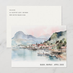 Kauai Hawaii Aquarell-Landschaft Reise Postkarte