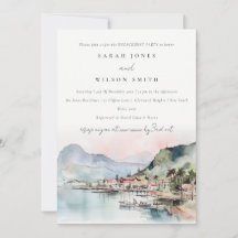 Kauai Hawaii Aquarell-Landschafts-Hochzeitseinladu