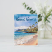 Kauai Hawaii Beach Aquarellmalerei Postkarte (Stehend Vorderseite)