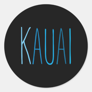 Kauai Hawaii Blue Lettering Runder Aufkleber