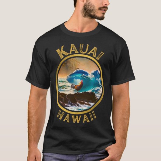 Kauai Hawaii Chicken Rooster Surf Wave coffee Desi T-Shirt (Vorderseite)