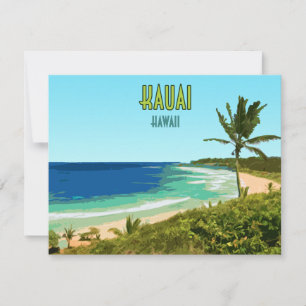 Kauai Hawaii Coast Beach Vintag Flat Card