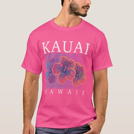 Kauai Hawaii Hawaii Hibiskus Blume Surfer Souv T-Shirt (Vorderseite)
