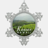 Kauai Hawaii Hills Landscape Schneeflocken Zinn-Ornament (Vorderseite)