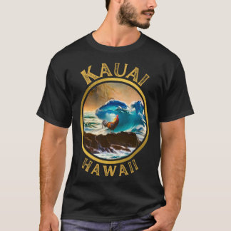 Kauai Hawaii Huhn Hahn Surf Welle Kaffee Desi T-Shirt