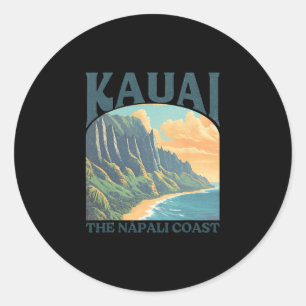 Kauai Hawaii Na Pali Küste Vintage Strand  Runder Aufkleber