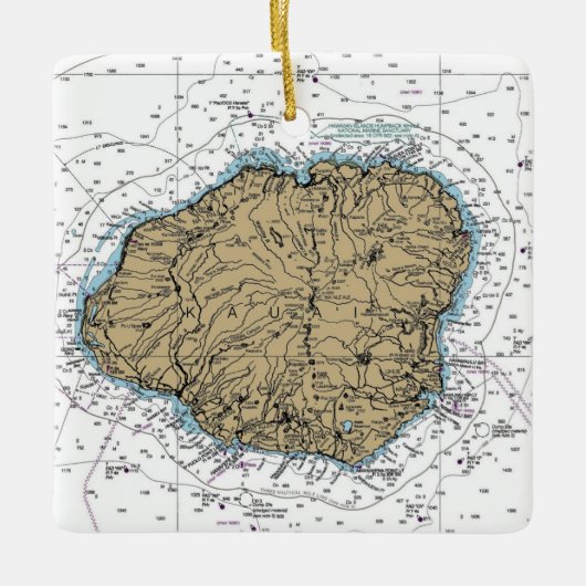 Kauai Hawaii Nautical Chart Keramikornament (Vorderseite)