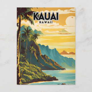 Kauai Hawaii Nostalgic Retro Travel Art Postkarte