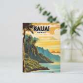Kauai Hawaii Nostalgic Retro Travel Art Postkarte (Stehend Vorderseite)