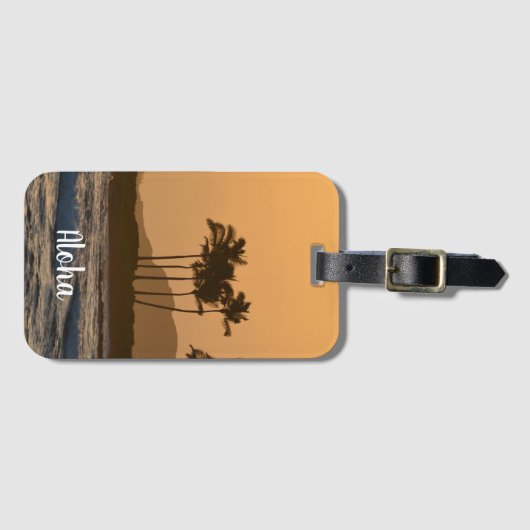 Kauai Hawaii Ocean Palm Trees Sunset Gepäckanhänger (Vorderseite (Horizontal))